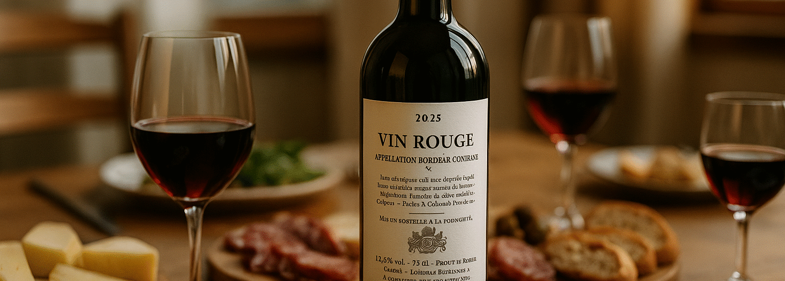 Etiquetage bouteille vin alimentaire