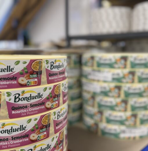 Etiquettes adhésives Bonduelle Lorge Imprimeurs, filiale spécialisée de Barcodis