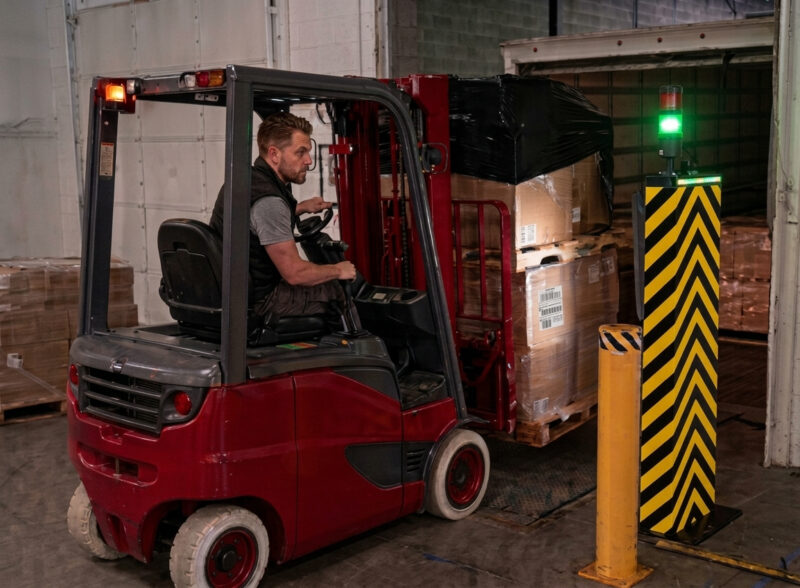 cariste palette portiques de lecture à quai