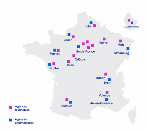 carte de france - agences Barcodis